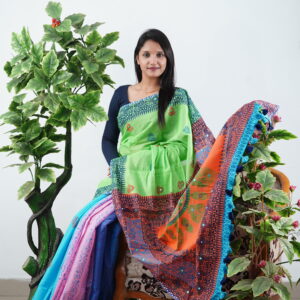 ব্লক প্রিন্টেড সফট সিল্ক শাড়ি (মাল্টি)