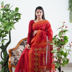 হাফ সিল্ক ব্লক প্রিন্ট শাড়ি